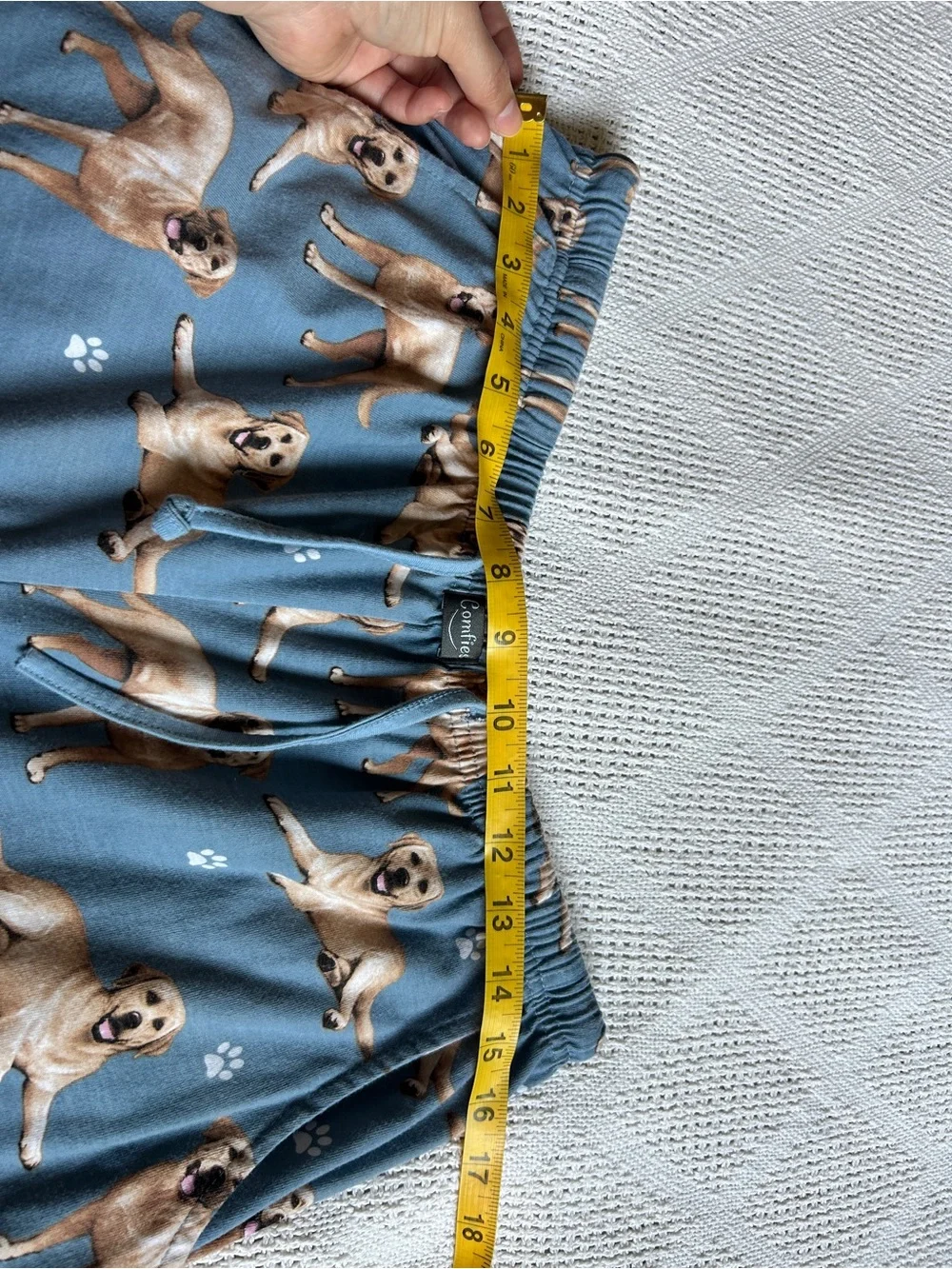 Comfies XL Yellow Lab Dog Pajama Pants Blue Drawstring Lounge Sleep